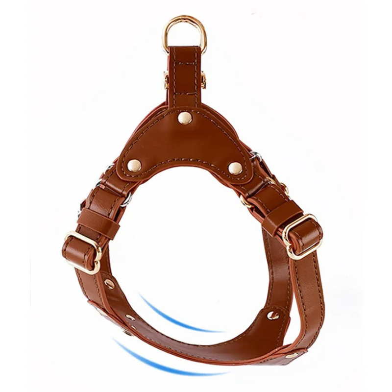 Harnais Petit Chien Cuir Anti-Traction