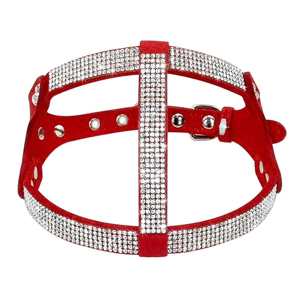 Harnais Petit Chien Cuir avec Strass