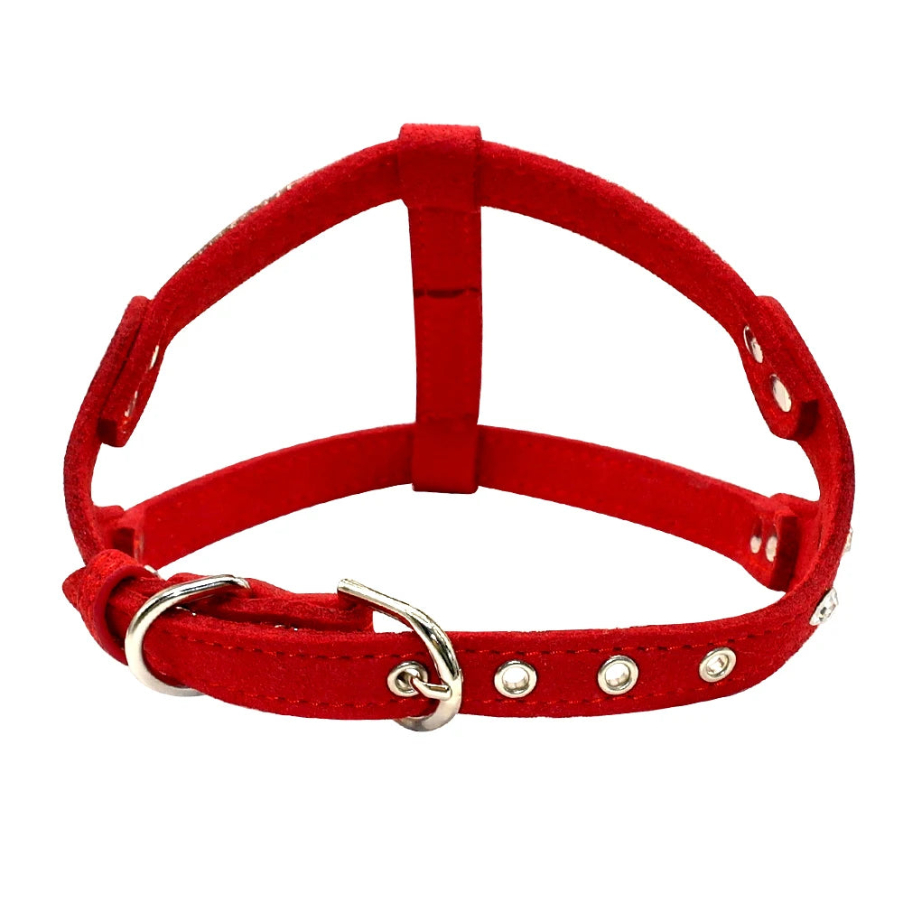 Harnais Petit Chien Cuir avec Strass