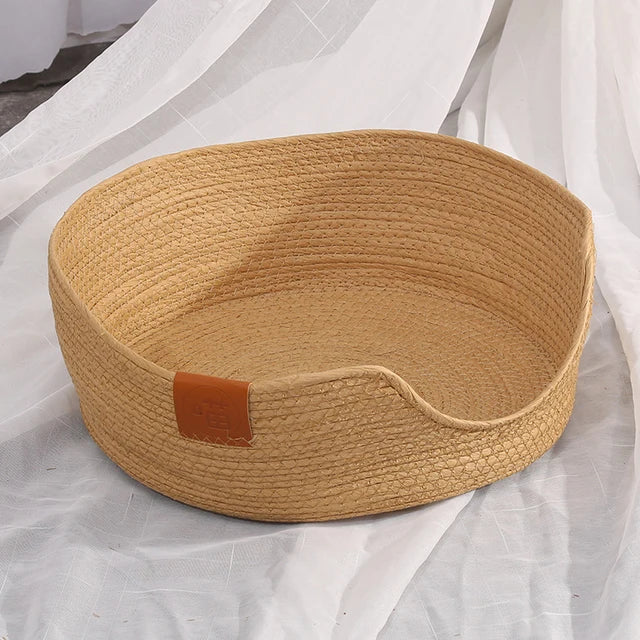 Panier pour Petit Chien en Rotin Bambou Tissé